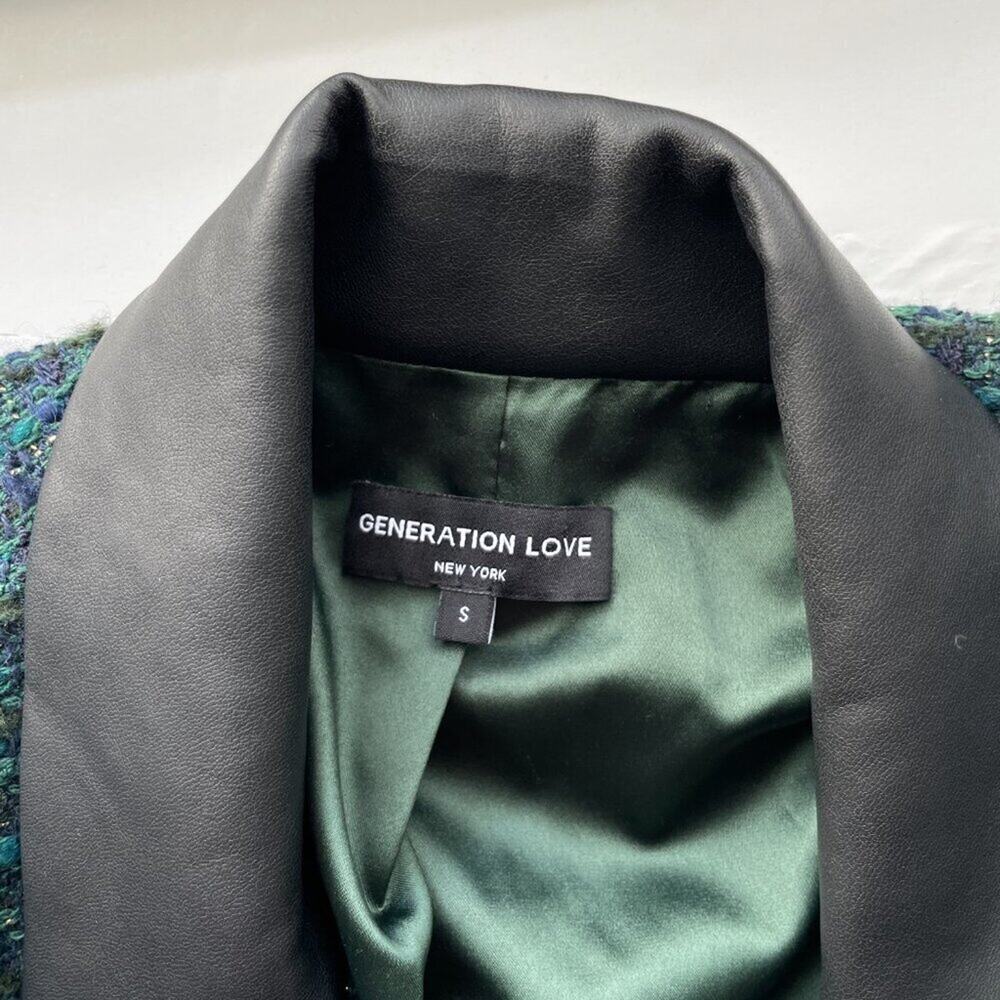 Generation Love Abby Tweed Blazer Green Black Double Breasted S - Picture 5 of 7